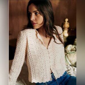 Sézane Noelie Cardigan Cream Lace - XL (Run Small!)